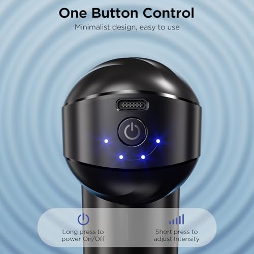 Mini Massage Gun, Powerful Handheld Muscle Massager for Muscle Relaxation, Deep Tissue Percussion Small Massage Gun Travel Massager with 4 Massage Heads Silent Brushless Motor, Black - color: Black