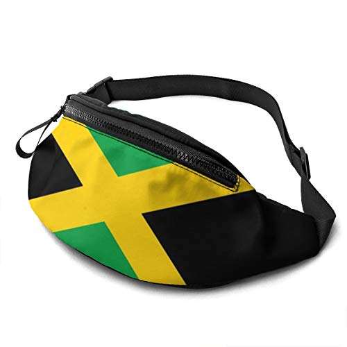 Dujiea Fanny Pack, Jamaica Flag Waist Bag with Headphone Hole Belt Bag Adjustable Sling Pocket Fashion Hip Bum Bag for Women Men Kids Outdoors Casual Travelling Hiking Cycling - color: Jamaica Flag
