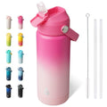 BJPKPK 18oz Insulated Water Bottle, Stainless Steel Bottle with Straw Lid - color: Cherry, size: 18 Ounces