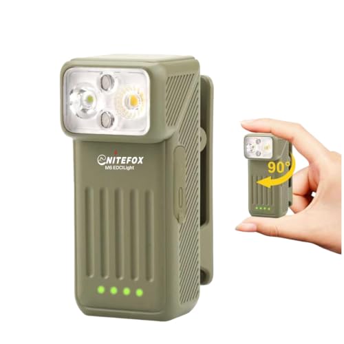 EDC Flashlight Rechargeable Clip-On Light 90° Rotatable Pocket Light - color: Khaki