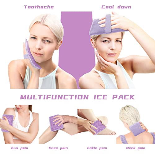 Gel Ice Pack for Injuries Ice Bag with Strap-1 Pack Reusable Hot Cold Pack - color: Purple-1 Pack