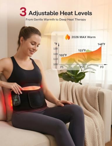 Red Light Therapy Massage Belt, Vibrating Infrared Light Wrap Pad for Body - color: Black With Wireless Control