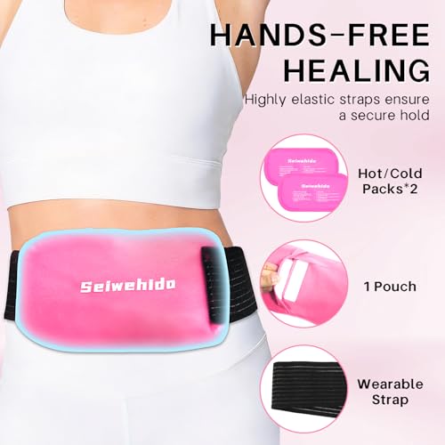 Ice Packs for Injuries Reusable Gel 2 Hot Cold Compress Therapy Pack - color: Hot Pink, size: Large 12 x 6 Inch