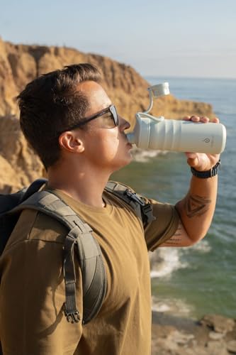 IDEUS 24oz Stainless Insulated Bottle with 2 Leak-Proof Lids, Light Blue - color: Light Blue, size: 24 Ounces