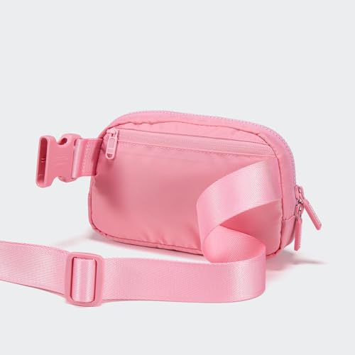 Pander Nylon Fanny Pack for Women, Two-Way Zipper Crossbody Bag - color: Light Pink