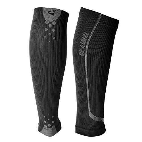 Thirty48 Graduated Calf Compression Sleeves 15-20 OR 20-30 mmHg | Maximize Fast Recovery by Increasing Oxygen to Muscles - color: [1 Pair] Black, size: Small