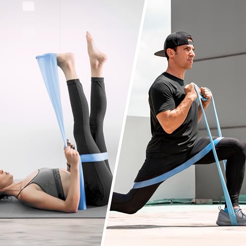 PROIRON Latex Resistance Bands Set 2-in-1, 6.6FT/4.9FT, for Pilates, Rehab - color: Blue/6.6FT+2FT/Medium