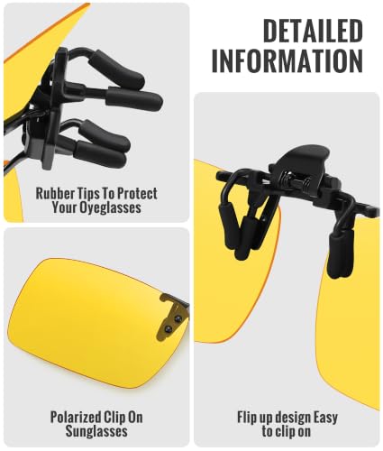 MEETSUN Polarized Clip On Sunglasses for Men Women, Fit Over Glasses - color: 1pack-night Vision