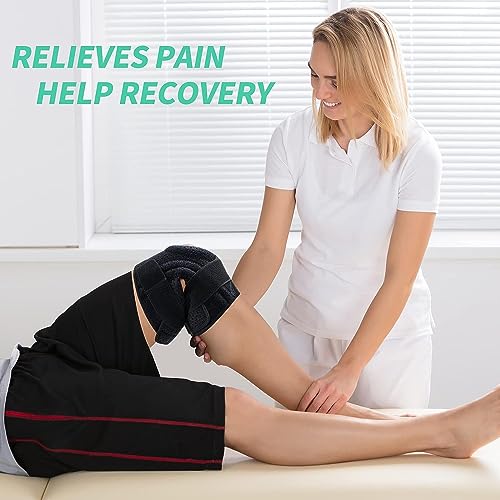 ABYON Adjustable Knee Brace for Men & Women - Maximum Support with Dual Side Stabilizers & Crossed Compression Straps for Meniscus Tear, ACL, MCL, LCL, Patella Injury and Post-Surgery Recovery - Please Check Sizing Video Before Buying - color: Black, size