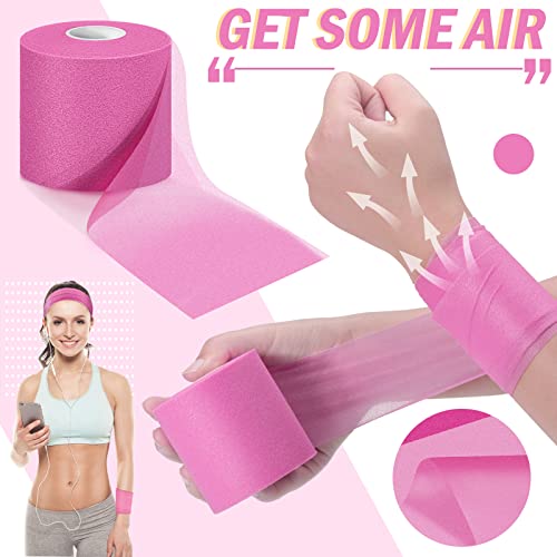 BBTO 3 Rolls Pre Wrap Tape 2.75 Inch x 90 Yards Athletic Foam Underwrap Sports Pre Headbands for Hair Ankle Wrists Knees Sports(Pink) - color: Pink