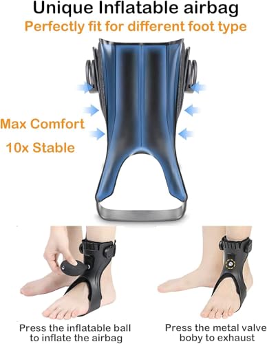 AFO Drop Foot Brace, Upgraded Medical Foot Up Ankle Foot Orthosis Support with Inflatable Airbag for Hemiplegia Stroke Shoes Walking Foot Stabilizer (Left, Small)