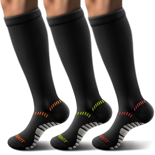 KEMISANT Women Cushioned Compression Knee High Sports Recovery Socks 3Pack - color: 3pairs-black8304, size: Small-Medium