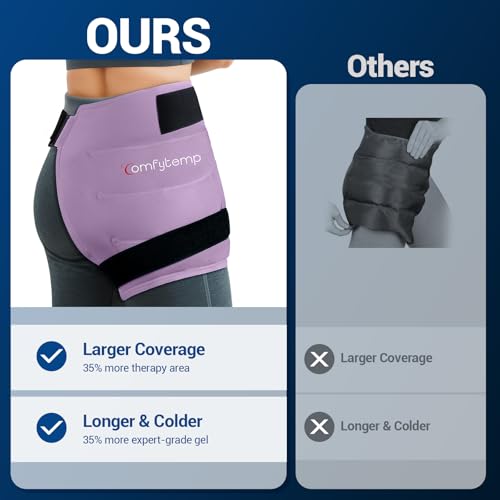 Comfytemp Hip Ice Pack Wrap for Sciatica Pain Relief, Purple (S/M) - color: Purple, size: Small/Medium