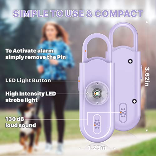 Safe Sound Personal Alarm, 2 Pack 130 dB Loud Siren Song Emergency Security Alarm Keychain with Strobe LED Light, Personal Sound Safety Siren for Women, Men, Children, Elderly - color: Blue/Purple