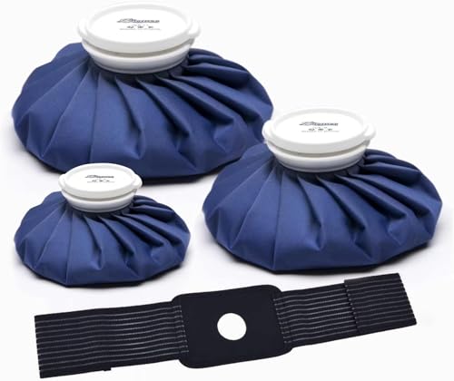 BICAREE Ice Packs for Injuries Reusable, Ice Cold Pack, Ice Bags Hot Water Bag for Hot & Cold Therapy and Pain Relief, 3 Ice Packs, 3 Sizes (6"/9"/11"), No-Leak Elastic Breathable Ice Bag - size: 6''-9''-11''