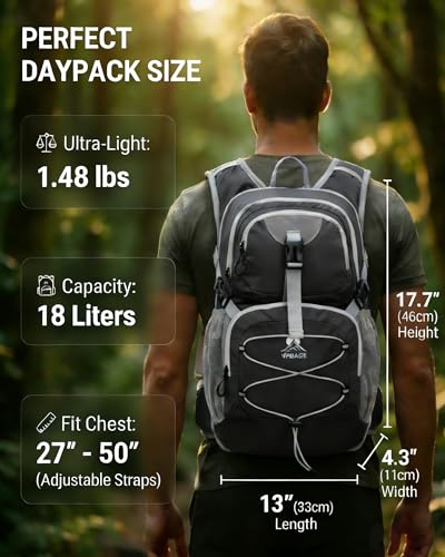 VPBAGE Hydration Backpack with 2L Bladder – Thermal Insulated Water Pack for Hiking, Skiing, Running – Lightweight Daypack for Men & Women, Soft-Lined Sunglasses Pocket & Large Waist Pockets - color: Black
