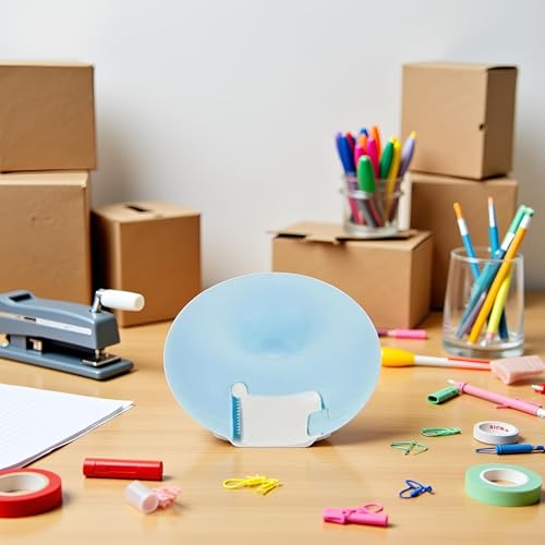 1Pc Blue Tape Dispenser, Donut Shape Candy Color Tape Dispensers Donut Invisible Tape Cutter Tape Organizer Portable Roll Tape Holder for Office School Supply