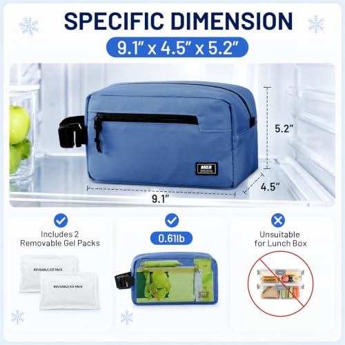 MIER Small Freezable Snack Bags Frozen Mini Cooler with 2 Gel Packs, Blue - color: Light Blue