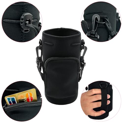 Wanty Neoprene 32 Oz Insulated Water Drink Bottle Cooler Pocket Carrier Sleeves Tote Bag with Adjustable Straps for Climbing Cycling and Running Outdoor Activities (32 Oz) - size: 32 Oz