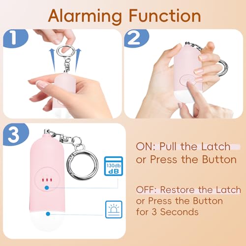 Personal Safety Alarm for Women Work with Apple Find My with 130DB Loud Speaker Safe Sound Personal Security Alarm Keychain with LED Lights Self Defense Keychain Siren (Pink)