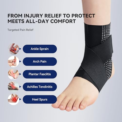 JOMVD Elastic Ankle Brace for Women&Men - Thin Lightweight Silky Compression Sleeves with Wraps for Plantar Fasciitis Sprained Ankle Injury Relief, Sports, Running,X-Large