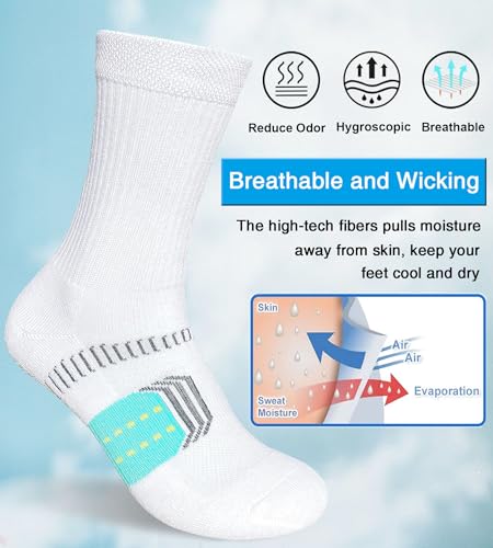 Suaskk Womens Cushioned Breathable Athletic Running Crew Socks 5 Pairs - color: White 5 Pairs, size: 9-11