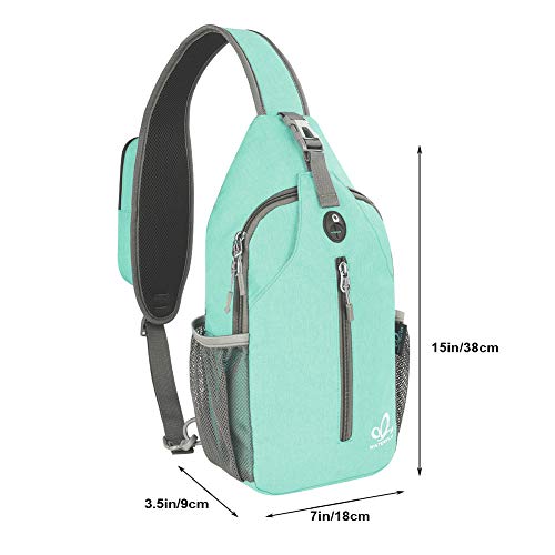 WATERFLY Crossbody Sling Backpack Sling Bag Travel Hiking Daypack - color: N - Mint Green