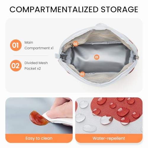 MEXS Small Cooler Bag, Freezable Snack Bag for Kids & Adults, Small Insulated Lunch Bag with Upgraded Thicker Ice Pack, Reusable Mini Cooler for Work/School/Travel - color: White Apple