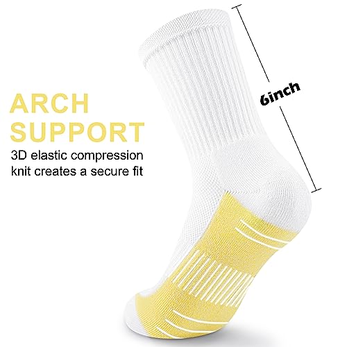 cuangya Women Crew Socks Athletic Cushioned Running Hiking 3-5 Pairs - color: 3 Pairs White, size: 5-8