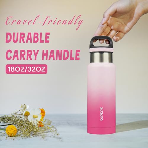 BJPKPK 18oz Insulated Water Bottle Stainless Steel Water Bottle with Handle - color: Cherry, size: 18 Ounces
