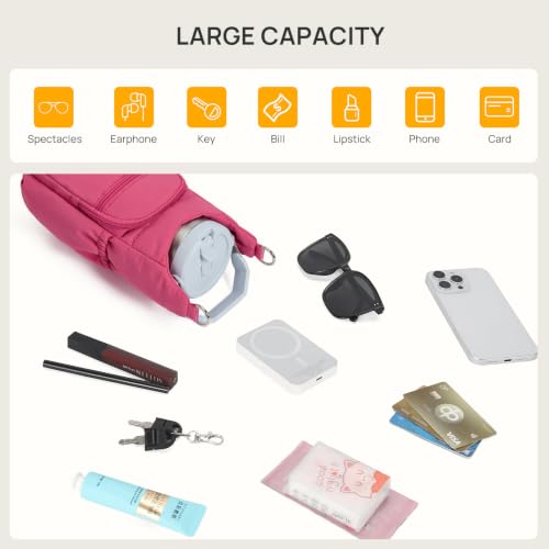 Telena Water Bottle Holder with Strap RFID Crossbody Bags for Women - color: Hot Pink