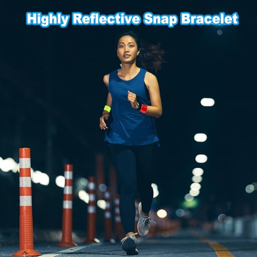 PATIKIL Reflective Slap Bands, Reflector Band Snap Bracelet Armbands High Visibility Safety Reflectors Wrist Strap Strips for Night Jogging Cycling Running