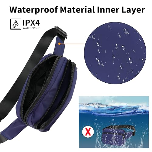 Fanny Pack Nylon Mini Belt Bag Everywhere Belt Bag for Women Water Repellent Waist Packs Crossbody Bags with Adjustable Strap - color: Blue
