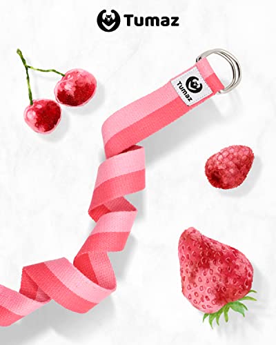 Tumaz Yoga Strap for Stretching with Adjustable D-Ring, 6/8/10 ft - color: 02. Pink Match, size: 6 Feet