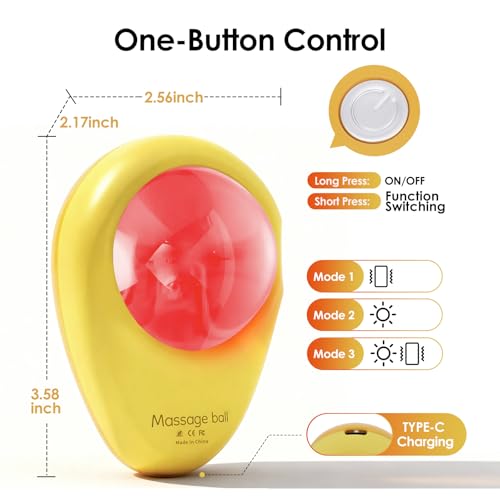 Manual Massage Ball with Red Light Therapy,Trigger Point Tool for deep Tissue & Muscle Pain Relief,Suitable for the Whole Body