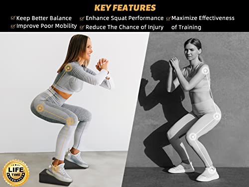 Yoga Foam Wedge Blocks (Pair), Calf Raise Block, Calf Stretcher, Yoga Wrist Support, Balance, Pushup, Fitness, Pilates, Heel Stretcher, Squat Wedge with Gym Bag - size: Wedges with Strap