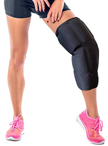 HurtSkurt® Premium Ice Therapy Sleeve – Flat Black Large – Stretch-Fit Wearable Cold Compression Wrap for Knee, Leg, Elbow & Ankle Recovery, Durable, Machine Washable, Stays Cold Longer - color: Flat Black, size: Large