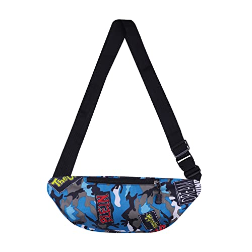 AIBEARTY Kids Fanny Pack Boys Small Camouflage Waist Pack Belt Waist Bag Pack Pouch with Adjustable Strap for Children Sport Running, Camping, Trip - color: B Blue