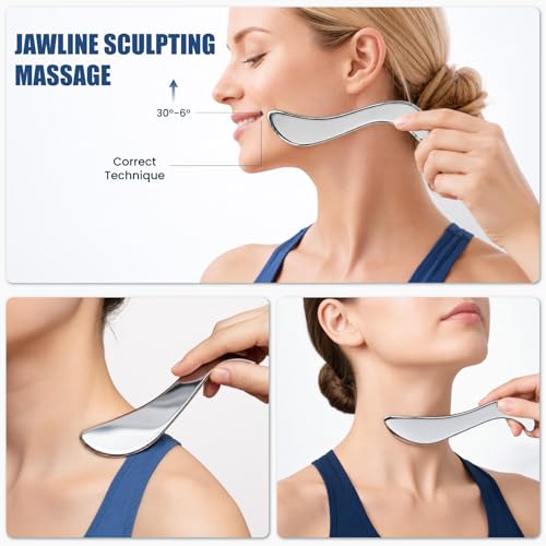 Muscle Scraper Tools, Stainless Steel Guasha Tool for Body, Scraping Tool Physical Therapy, Myofascial Release Tool, Massage Tools for Deep Tissue - size: S-Shape