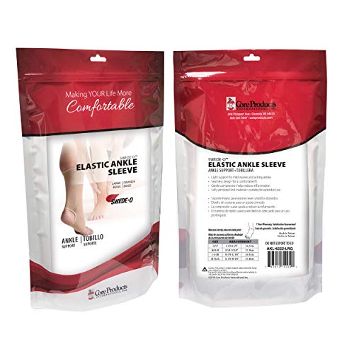 Elastic Ankle Support Sleeve for Sprains, Swelling & Pain Relief, Large - size: Large