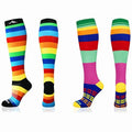 NEWZILL Medical Compression Socks for Women & Men Circulation 20-30 mmHg for Running Athletic Travel Flight Nurses Rainbow Stripes LGBTQ（XXL）