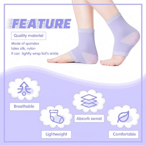 Tarpop 3 Pair Girls Ankle Brace Compression Sleeves, Purple, Medium - color: Purple, size: Medium