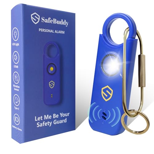 Personal Alarm for Women, Men, Kids, Elderly, Self Defense - Designed by Women 140DB Extra Speakers Alarm with Strobe Light, Rechargeable, Safety Alarms and Premium Keychain (Klein Blue) - color: Klein Blue