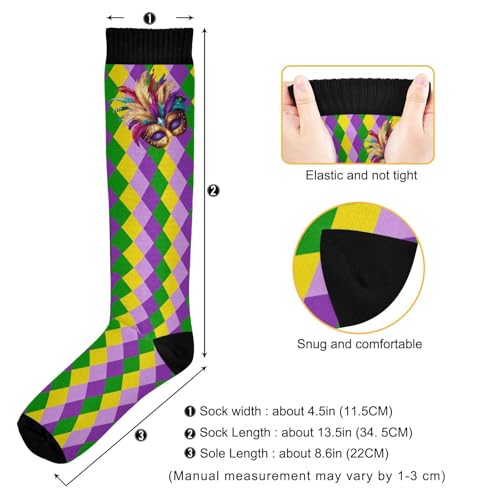 Wusikd Cats Compression Socks for Women and Men Circulation Cute Long Socks for Athletic Running 1 - color: Mardi Gras Mask