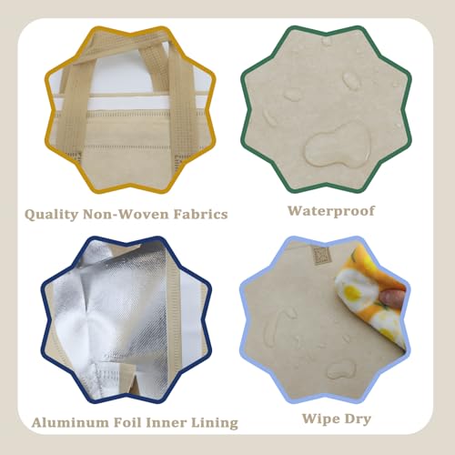 12Pcs Insulated Take Away Bags Disposable Cooler Bag Thermal Lunch Grocery Take Out Bags for Coffee Milk Tea Hot Cold Drink Fresh Food Delivery - color: Black, White, Brown, Matcha, size: 9.45"(H) x 9.45"(L) x 5.91"(W)