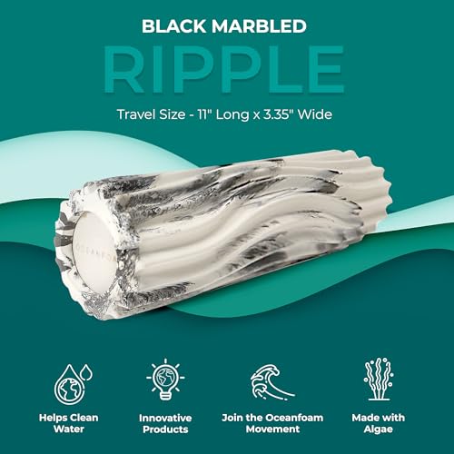 Oceanfoam Ripple Small Foam Roller for Physical Therapy (Natural Marbled) - color: Black Marbled