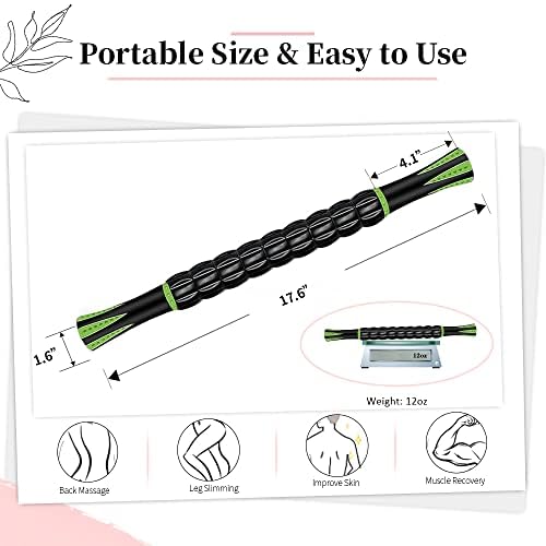 Muscle Roller, Muscle Roller Stick Lipo Roller Lymphatic Massager Muscle Roller for Legs Massager Roller for Muscles Deep Tissue, Lymphatic Drainage, Lipo Massager After Surgery Roller, Black/Green - color: Black/Green