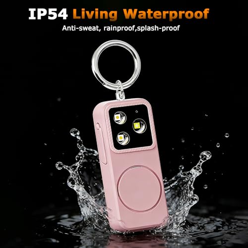 Keychain Personal Safety Alarm for Women, Rechargeable 150dB Alarm with Strobe Light, Pull Pin Emergency Siren for Walking, Running, Night Out, Parking Lots, Travel and Everyday Carry - color: Pink