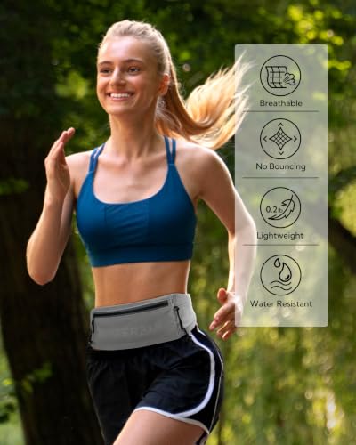 WATERFLY Running Belt Fanny Pack, Runner Race Belt with Bib Clip Gray - color: Gray