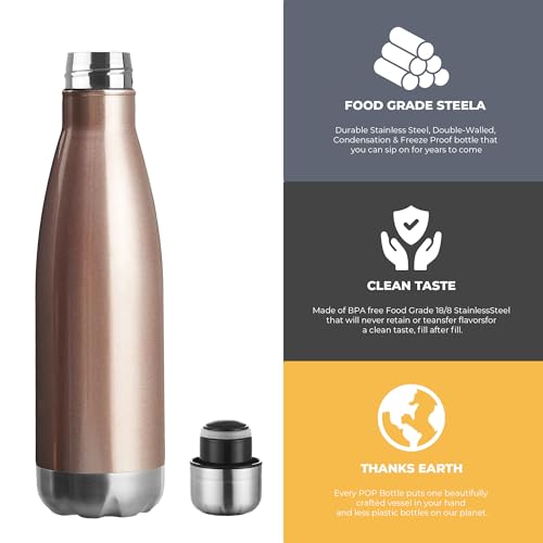 MEWAY 17oz Sport Water Bottle 12 Pack Vacuum Insulated Stainless Steel Leak-Proof Double Wall Cola Shape Water Bottle,Keep Drinks Hot & Cold (Rose Gold,12 Pack) - color: Rose Gold